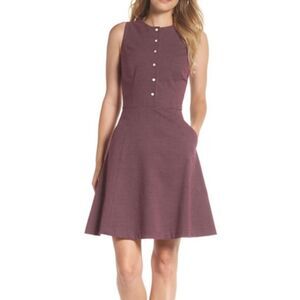 Gal Meets Glam Meg Dot Jacquard Fit Flare Dress Women’s Size 10 Purple